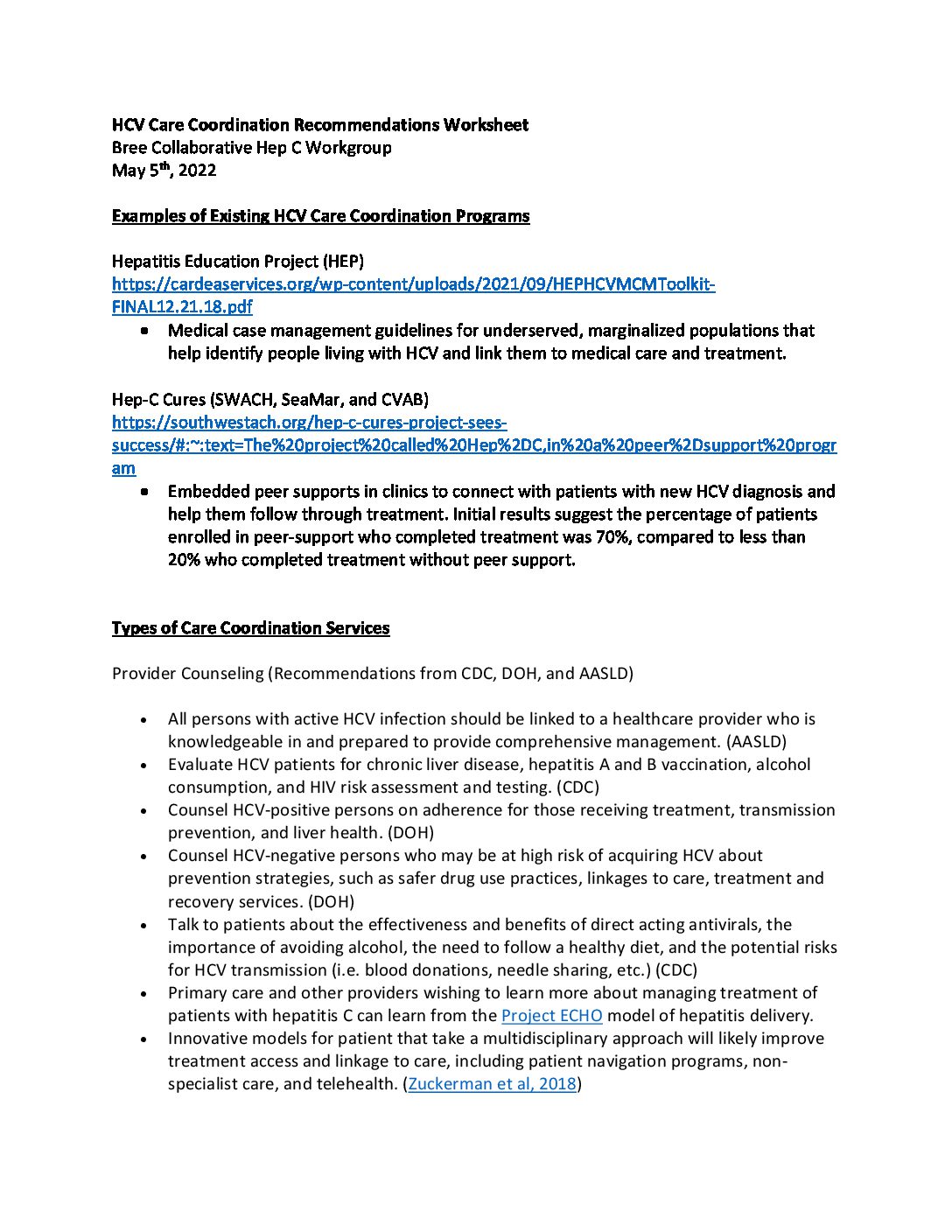 HCV Care Coordination Recommendations Worksheet 0602